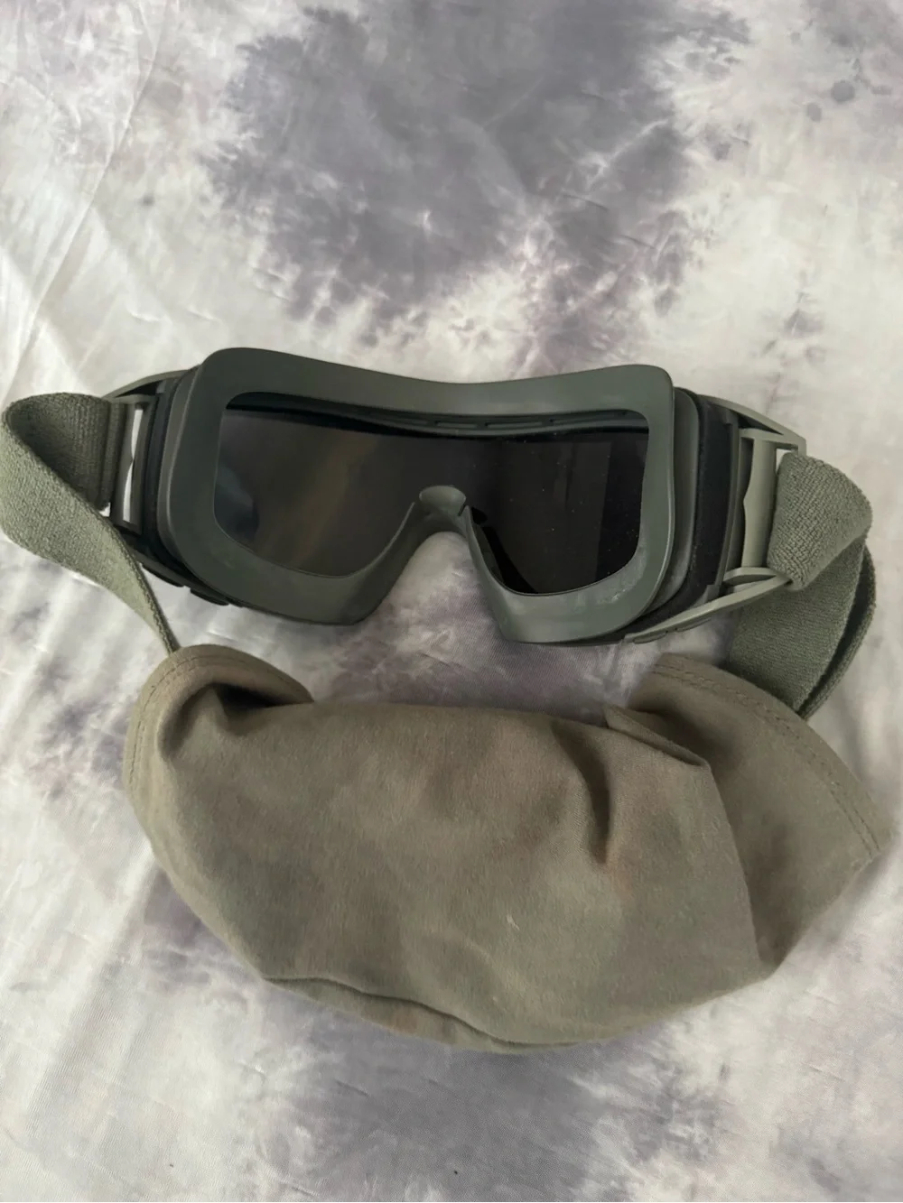 Tactical Olive Green Goggles with Mirrored Lens